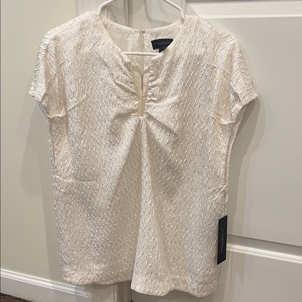 Donna Karan White Textured Blouse